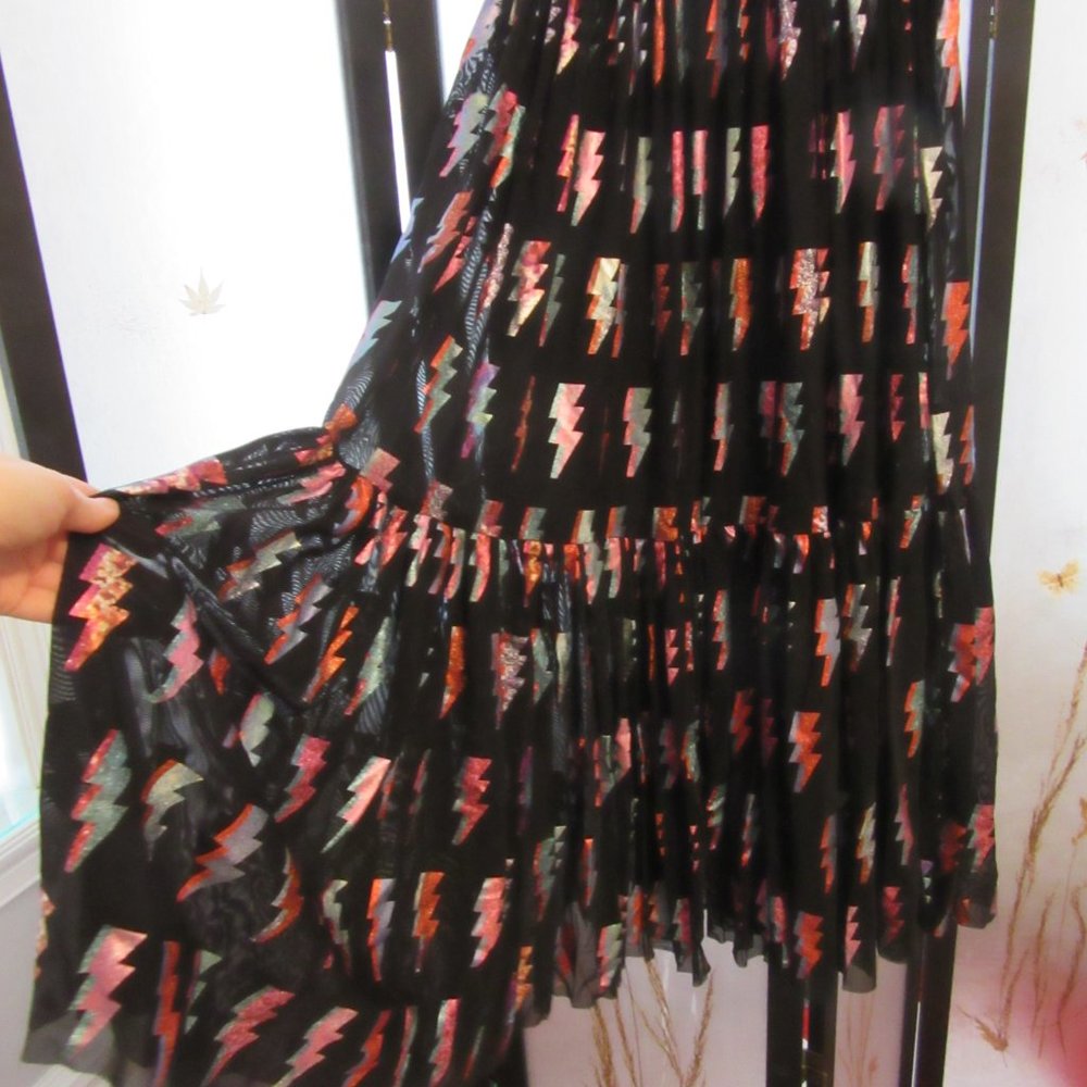 Blackmilk Ziggy Two Tier Sheer Midaxi Skirt Bowie Stardust Small Sold Out - Picture 6 of 15